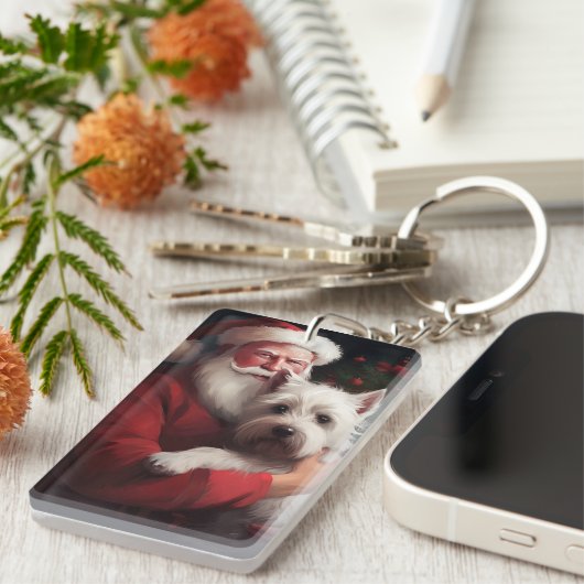 ウエストハイランドホワイトテリアサンタクロース キーホルダー (正面右)