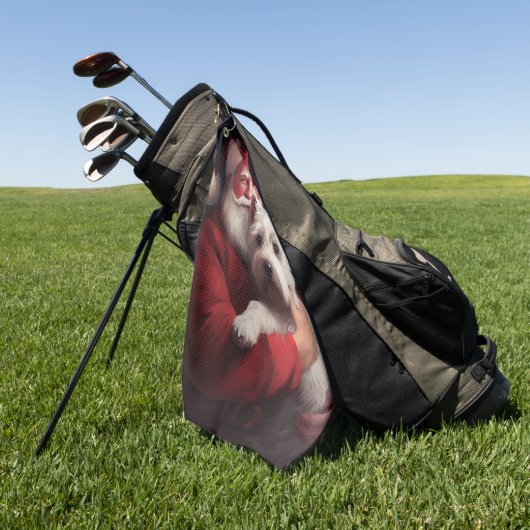 ウエストハイランドホワイトテリアサンタクロース ゴルフタオル (グリーン)