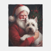 ウエストハイランドホワイトテリアサンタクロース フリースブランケット (正面)