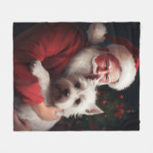 ウエストハイランドホワイトテリアサンタクロース フリースブランケット (正面(横))