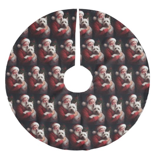 ウエストハイランドホワイトテリアサンタクロース ブラッシュドポリエステルツリースカート (正面)