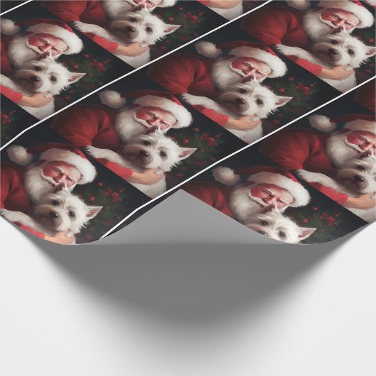 ウエストハイランドホワイトテリアサンタクロース ラッピングペーパー (角)