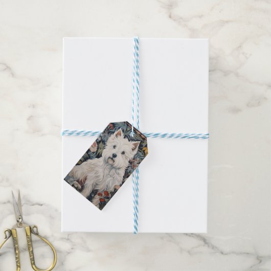ウエストハイランドホワイトテリアタペストリースタイル ギフトタグ (より糸付き)