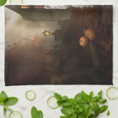 ウエストハイランドホワイトテリアハロウィーン怖 キッチンタオル (折り畳み)