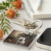 ウエストハイランドホワイトテリアハロウィーン怖 キーホルダー (正面右)