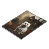 ウエストハイランドホワイトテリアハロウィーン怖 ノートブック (左側)