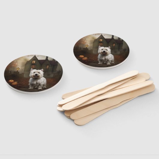 ウエストハイランドホワイトテリアハロウィーン怖 ハンドファン (組立なし)