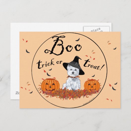ウエストハイランドホワイトテリアハロウィーン ポストカード (正面/裏面)