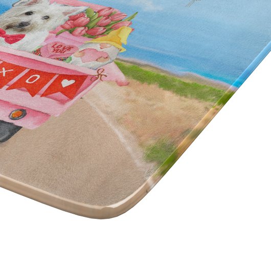 ウエストハイランドホワイトテリアバレンタインズデイトラック カッティングボード (角)