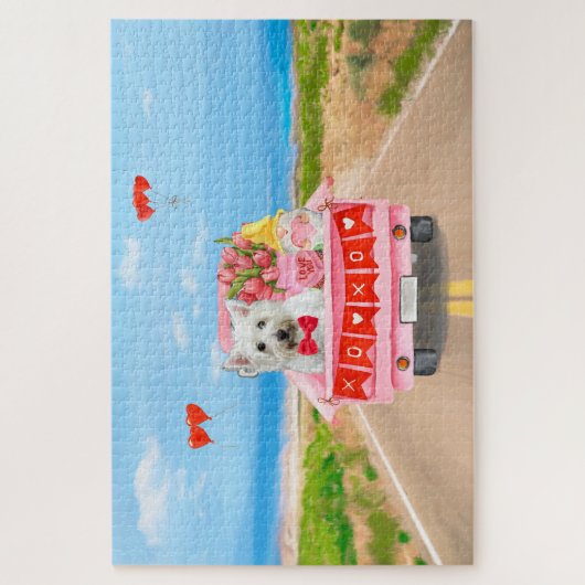 ウエストハイランドホワイトテリアバレンタインズデイトラック ジグソーパズル (縦)