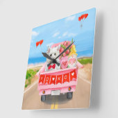 ウエストハイランドホワイトテリアバレンタインズデイトラック スクエア壁時計 (傾斜)