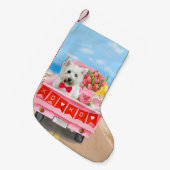 ウエストハイランドホワイトテリアバレンタインズデイトラック スモールクリスマスストッキング (正面 (吊り時))