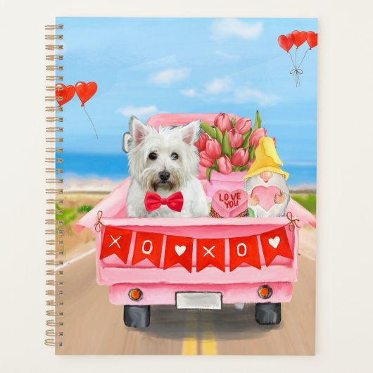ウエストハイランドホワイトテリアバレンタインズデイトラック プランナー手帳 (正面)