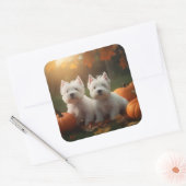 ウエストハイランドホワイトテリアパピーオータムカボチャ スクエアシール (封筒)