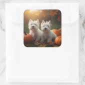 ウエストハイランドホワイトテリアパピーオータムカボチャ スクエアシール (バッグ)