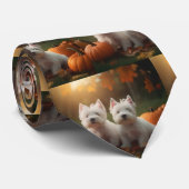 ウエストハイランドホワイトテリアパピーオータムカボチャ ネクタイ (ロール)