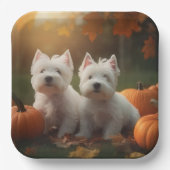 ウエストハイランドホワイトテリアパピーオータムカボチャ ペーパープレート (正面)