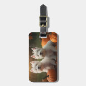 ウエストハイランドホワイトテリアパピーオータムカボチャ ラゲッジタグ (正面縦)