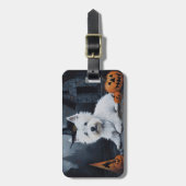 ウエストハイランドホワイトテリアパンプキンハロウィーン ラゲッジタグ (正面縦)