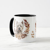 ウエストハイランドホワイトテリアードッグオータムリース マグカップ (正面左)