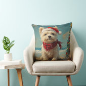 ウエストハイランドホワイトテリアードッグクリスマスビーチ クッション (椅子)