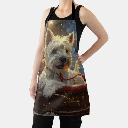 ウエストハイランドホワイトテリアードッグクリスマスフェスティバル エプロン (インサイチュ)