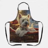 ウエストハイランドホワイトテリアードッグクリスマスフェスティバル エプロン (正面)
