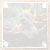 ウエストハイランドホワイトテリアードッグクリスマスフェスティバル ガラスコースター (裏面)