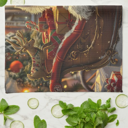 ウエストハイランドホワイトテリアードッグクリスマスフェスティバル キッチンタオル (折り畳み)