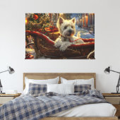 ウエストハイランドホワイトテリアードッグクリスマスフェスティバル キャンバスプリント (インサイチュ (寝室))