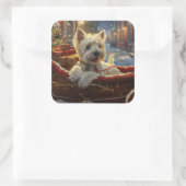 ウエストハイランドホワイトテリアードッグクリスマスフェスティバル スクエアシール (バッグ)