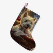 ウエストハイランドホワイトテリアードッグクリスマスフェスティバル スモールクリスマスストッキング (正面 (吊り時))