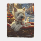ウエストハイランドホワイトテリアードッグクリスマスフェスティバル フリースブランケット (正面)