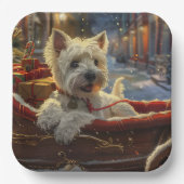 ウエストハイランドホワイトテリアードッグクリスマスフェスティバル ペーパープレート (正面)