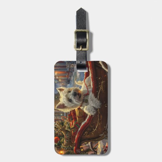 ウエストハイランドホワイトテリアードッグクリスマスフェスティバル ラゲッジタグ (正面縦)