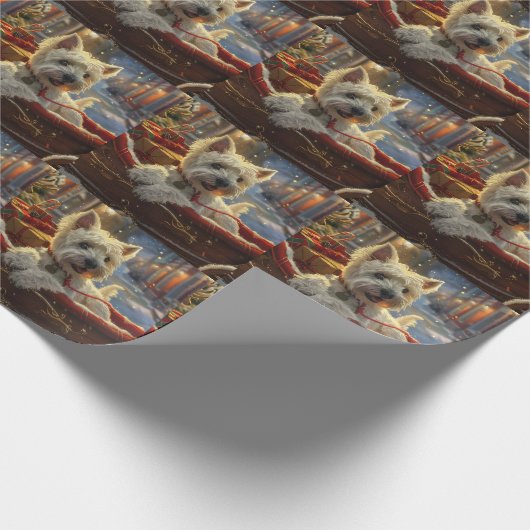 ウエストハイランドホワイトテリアードッグクリスマスフェスティバル ラッピングペーパー (角)