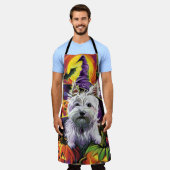 ウエストハイランドホワイトテリアードッグハロウィーンウィッチ エプロン (着用した状態)