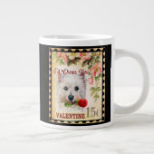 ウエストハイランドホワイトテリアーヴィンテージバレンタインバラ ジャンボコーヒーマグカップ (右)