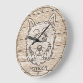 ウエストハイランドホワイトテリア名ウェスティードパピードッグ ラージ壁時計 (傾斜)