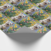 ウエストハイランドホワイトテリア春の花 ラッピングペーパー (角)
