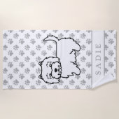 ウエストハイランドホワイトテリア漫画の犬と名前 ビーチタオル (正面)