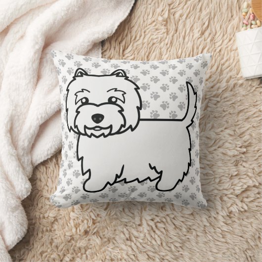 ウエストハイランドホワイトテリア漫画の犬と歩き クッション (ブランケット)