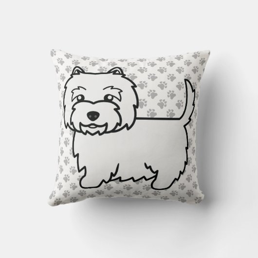 ウエストハイランドホワイトテリア漫画の犬と歩き クッション (裏面)
