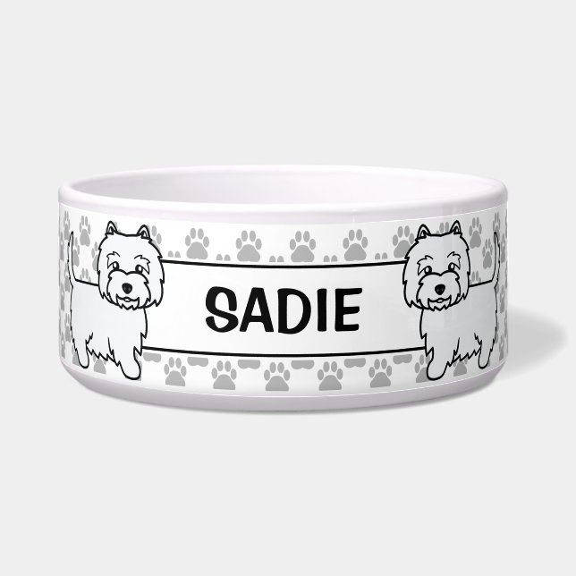 ウエストハイランドホワイトテリア漫画の犬 ボウル (正面)