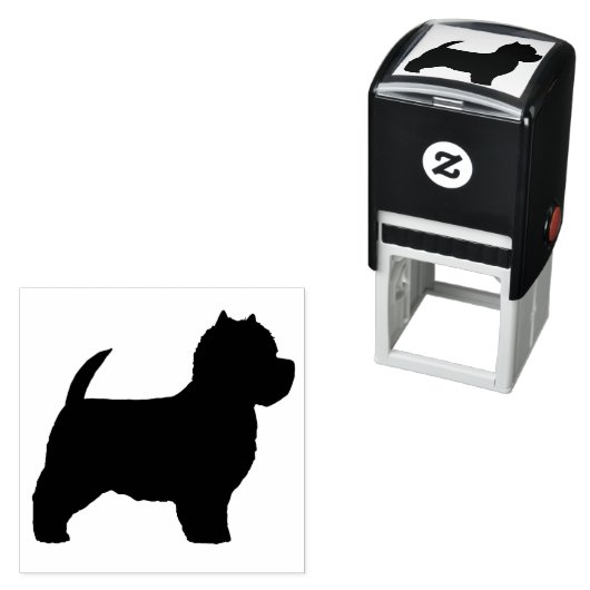 ウエストハイランドホワイトテリア犬の毛のシルエット セルフインキングスタンプ (インサイチュ)