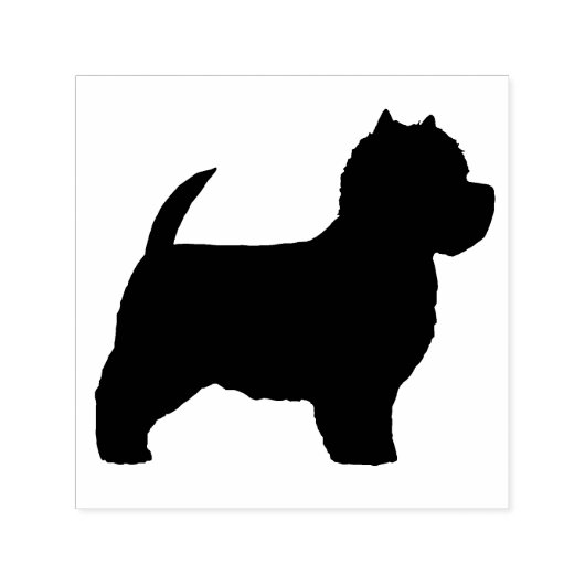 ウエストハイランドホワイトテリア犬の毛のシルエット セルフインキングスタンプ (デザイン)