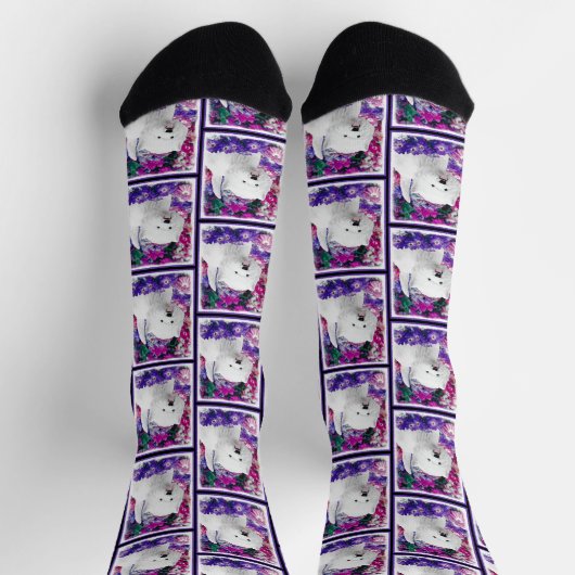 ウエストハイランドホワイトテリア絵を描ーのウェスティードッグ ソックス (上部)