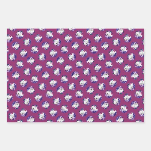 ウエストハイランドホワイトテリア絵を描ーのウェスティードッグ ラッピングペーパーシート (正面3)