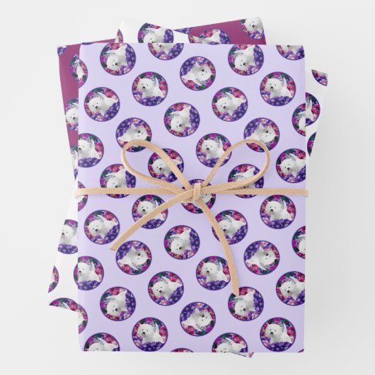 ウエストハイランドホワイトテリア絵を描ーのウェスティードッグ ラッピングペーパーシート (インサイチュ)