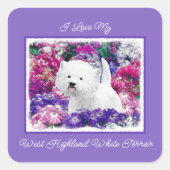 ウエストハイランドホワイトテリア絵画ーのドッグアートスクアール スクエアシール (正面)